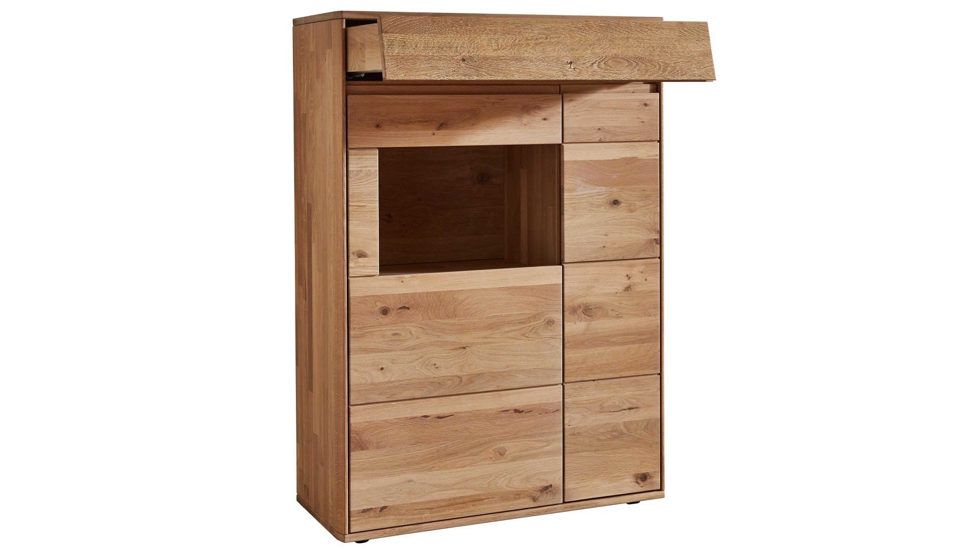 Highboard Decker aus Holz in Holzfarben Highboard biancofarbene Wildeiche – Breite ca. 95 cm