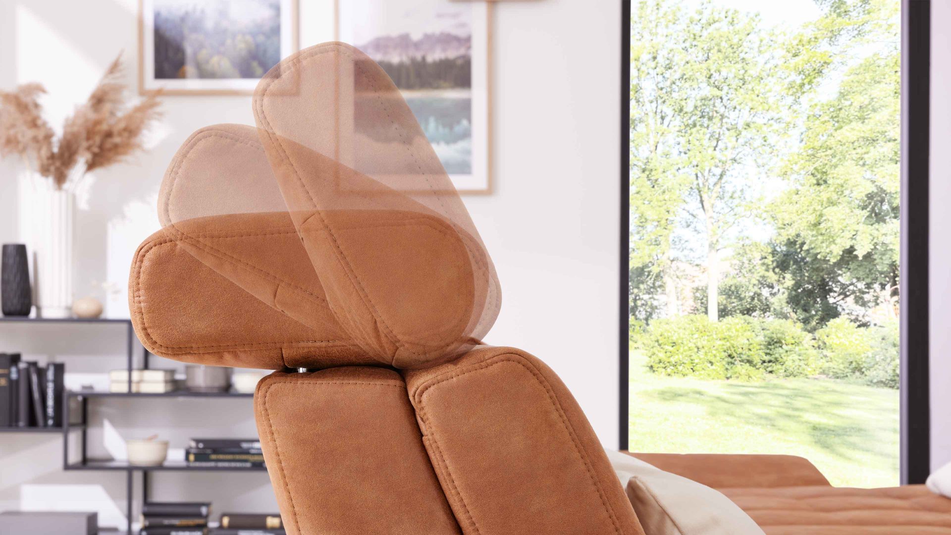 Funktion Interliving aus Metall in Transparent Interliving Sofa Serie 4254 – Kopfteilverstellung manuell