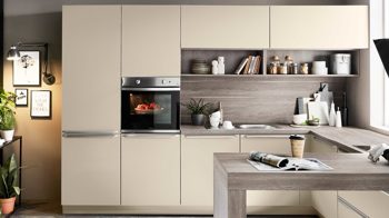 Einbauküche Nolte® küchen aus Holz in Beige nolte® Einbauküche Plus mit privileg Einbaugeräten Lava & Graphitsilber - Stellfläche ca. 310 x 285 cm