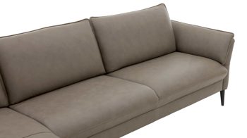 Ecksofa Hukla® aus Leder in Grau Ecksofa graues LongLife-Leder & schwarze Metallfüße - Stellfläche ca. 172 x 334 cm