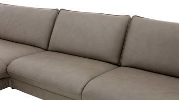Ecksofa Hukla® aus Leder in Grau Ecksofa graues LongLife-Leder & schwarze Metallfüße - Stellfläche ca. 172 x 334 cm