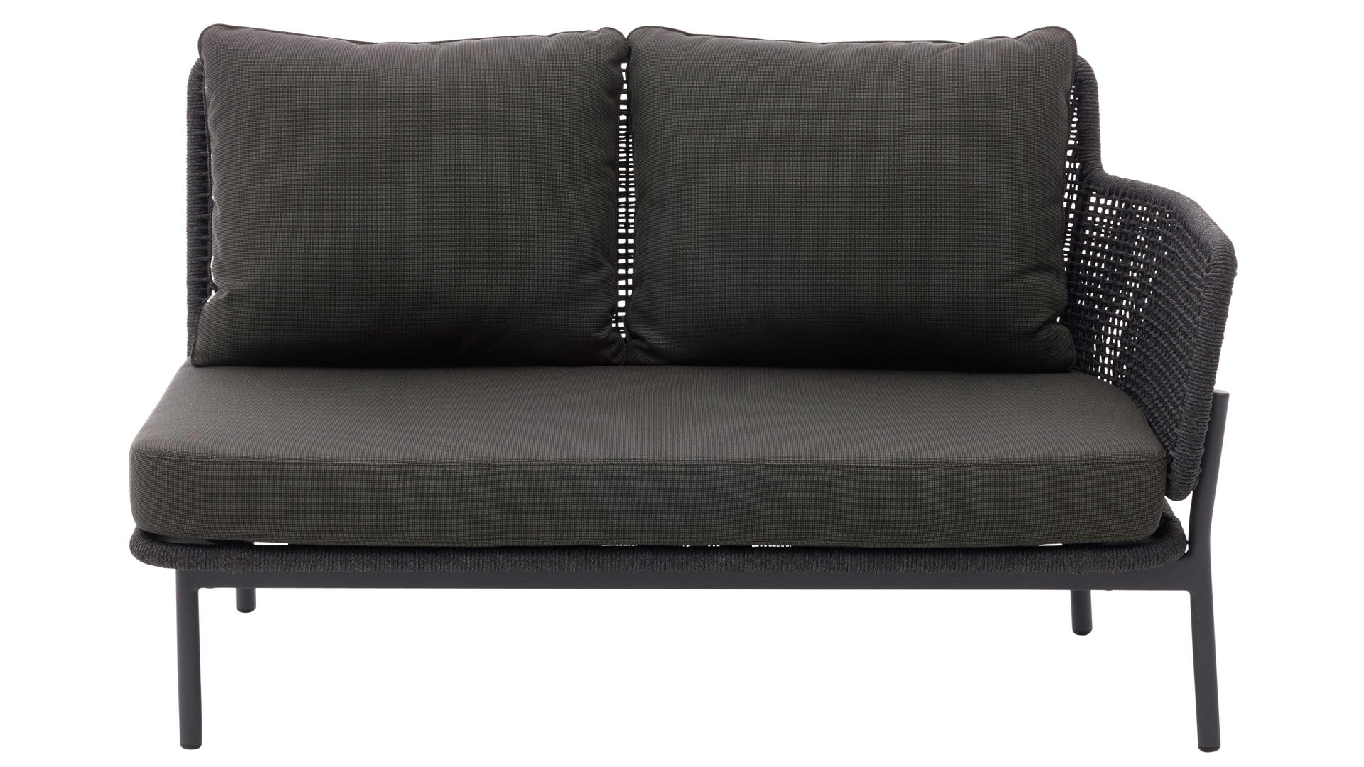 Gartensofa Interliving aus Kunstfaser in Dunkelgrau Interliving Gartenmöbel Serie 7005 - Modul rechts, graues Kordelgeflecht & dunkelgrauer Olefinbezug - Breite ca. 130 cm