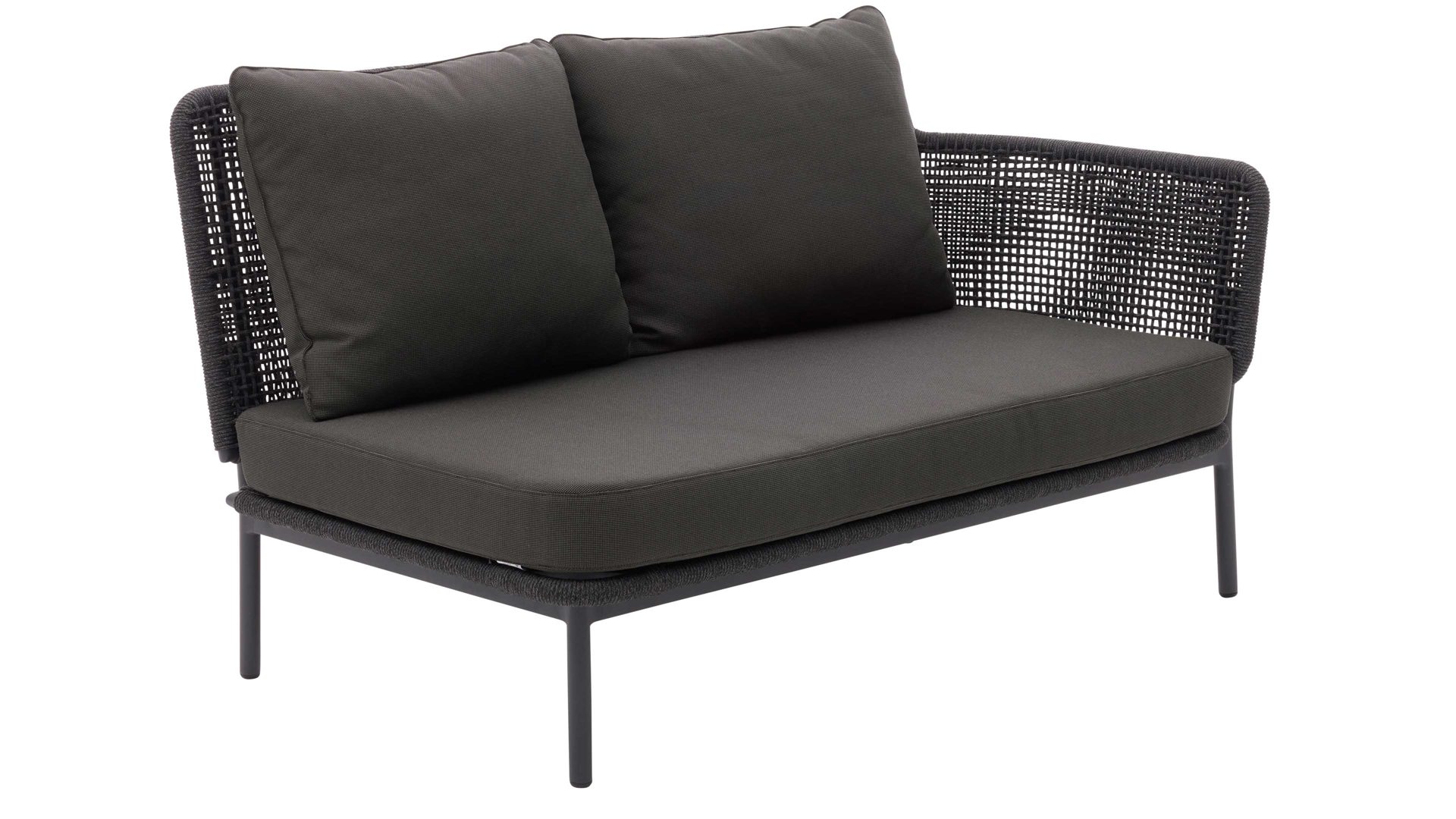 Gartensofa Interliving aus Kunstfaser in Dunkelgrau Interliving Gartenmöbel Serie 7005 - Modul G719 rechts, graues Kordelgeflecht & dunkelgrauer Olefinbezug - Breite ca. 130 cm