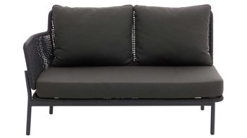 Gartensofa Interliving aus Kunstfaser in Dunkelgrau Interliving Gartenmöbel Serie 7005 - Modul G729 links, graues Kordelgeflecht & dunkelgrauer Olefinbezug - Breite ca. 130 cm