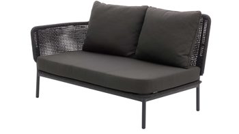 Gartensofa Interliving aus Kunstfaser in Dunkelgrau Interliving Gartenmöbel Serie 7005 - Modul G729 links, graues Kordelgeflecht & dunkelgrauer Olefinbezug - Breite ca. 130 cm