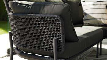 Gartensofa Interliving aus Kunstfaser in Dunkelgrau Interliving Gartenmöbel Serie 7005 - Modul links, graues Kordelgeflecht & dunkelgrauer Olefinbezug - Breite ca. 130 cm