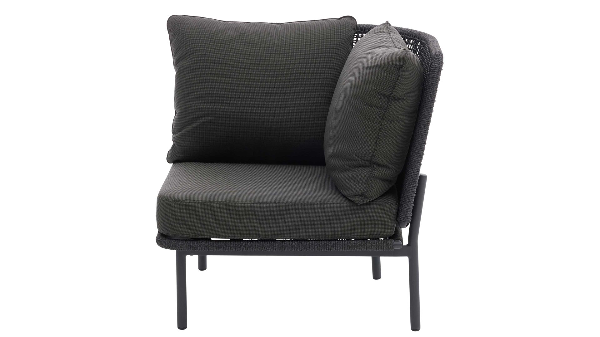 Gartensofa Interliving aus Kunstfaser in Dunkelgrau Interliving Gartenmöbel Serie 7005 - Eckmodul G709 graues Kordelgeflecht & dunkelgrauer Olefinbezug - ca. 78 x 78 cm