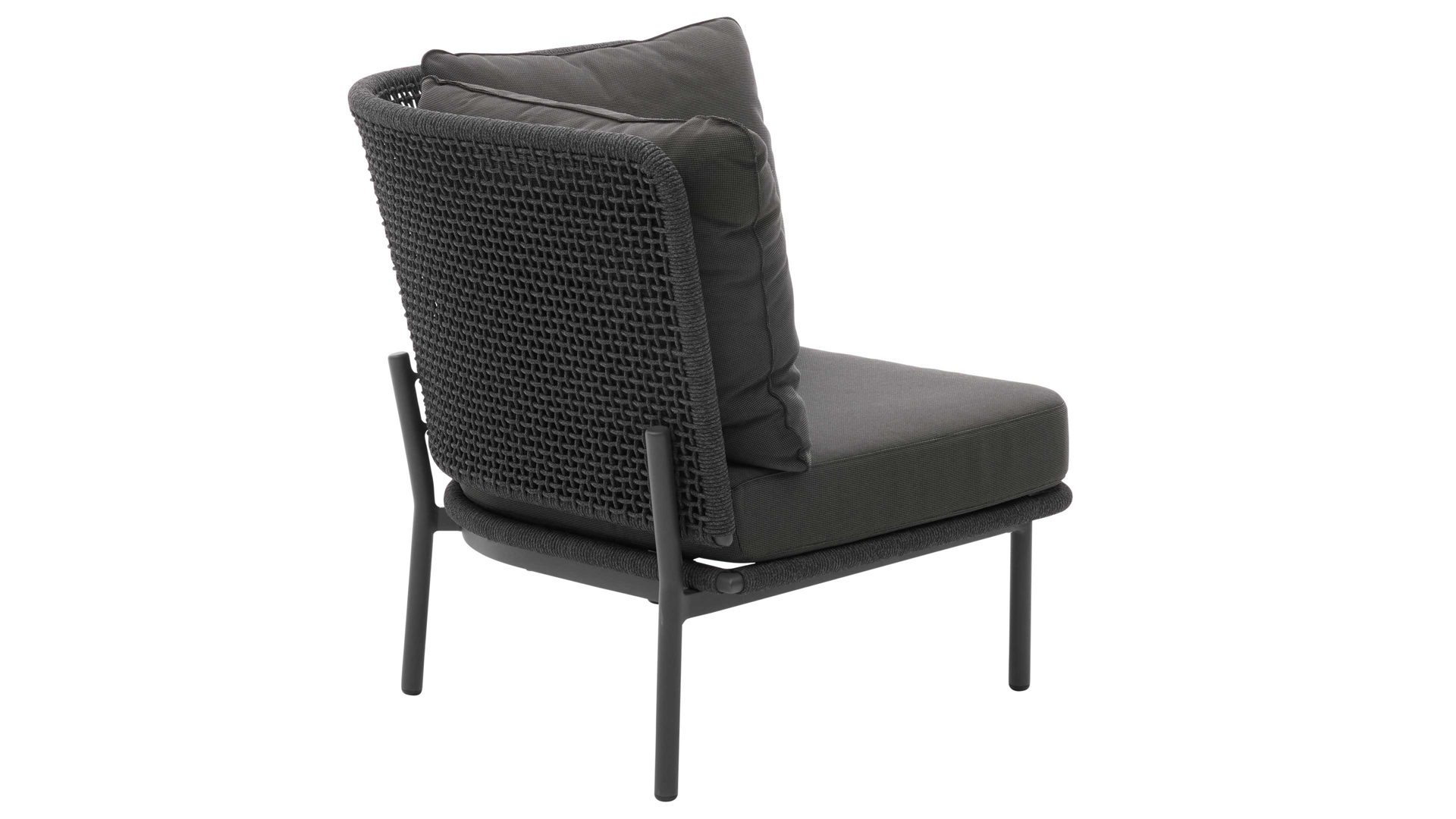 Gartensofa Interliving aus Kunstfaser in Dunkelgrau Interliving Gartenmöbel Serie 7005 - Eckmodul graues Kordelgeflecht & dunkelgrauer Olefinbezug - ca. 78 x 78 cm