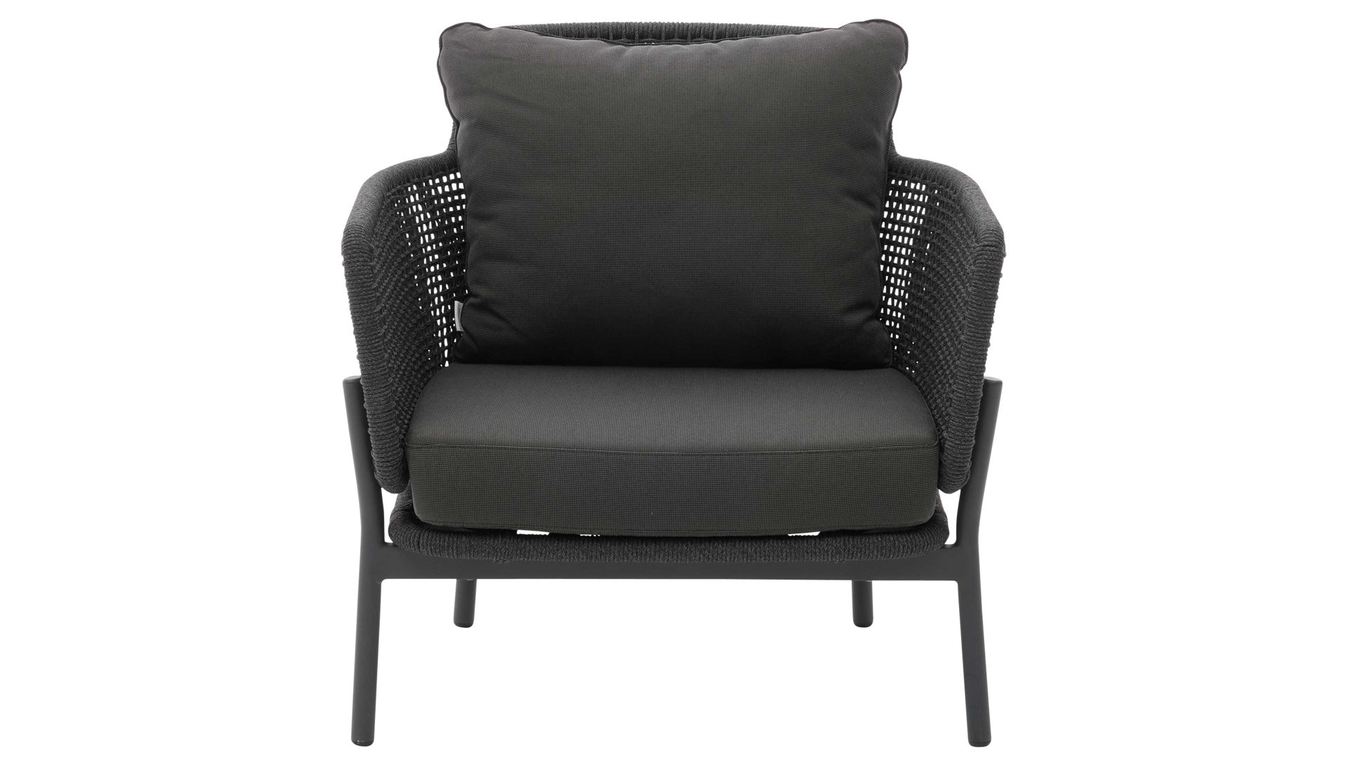Gartenstuhl /-sessel Interliving aus Kunstfaser in Dunkelgrau Interliving Gartenmöbel Serie 7005 - Sessel G759 graues Kordelgeflecht & dunkelgrauer Olefinbezug