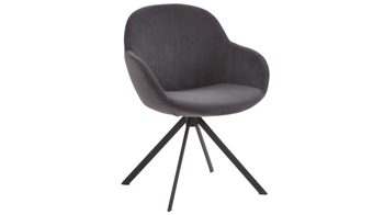 Vierfußstuhl Niehoff sitzmoebel aus Stoff in Anthrazit NIEHOFF SITZMÖBEL Armlehnstuhl Dacapo mit Drehfunktion anthrazitfarbener Bezug & schwarzes Eisengestell