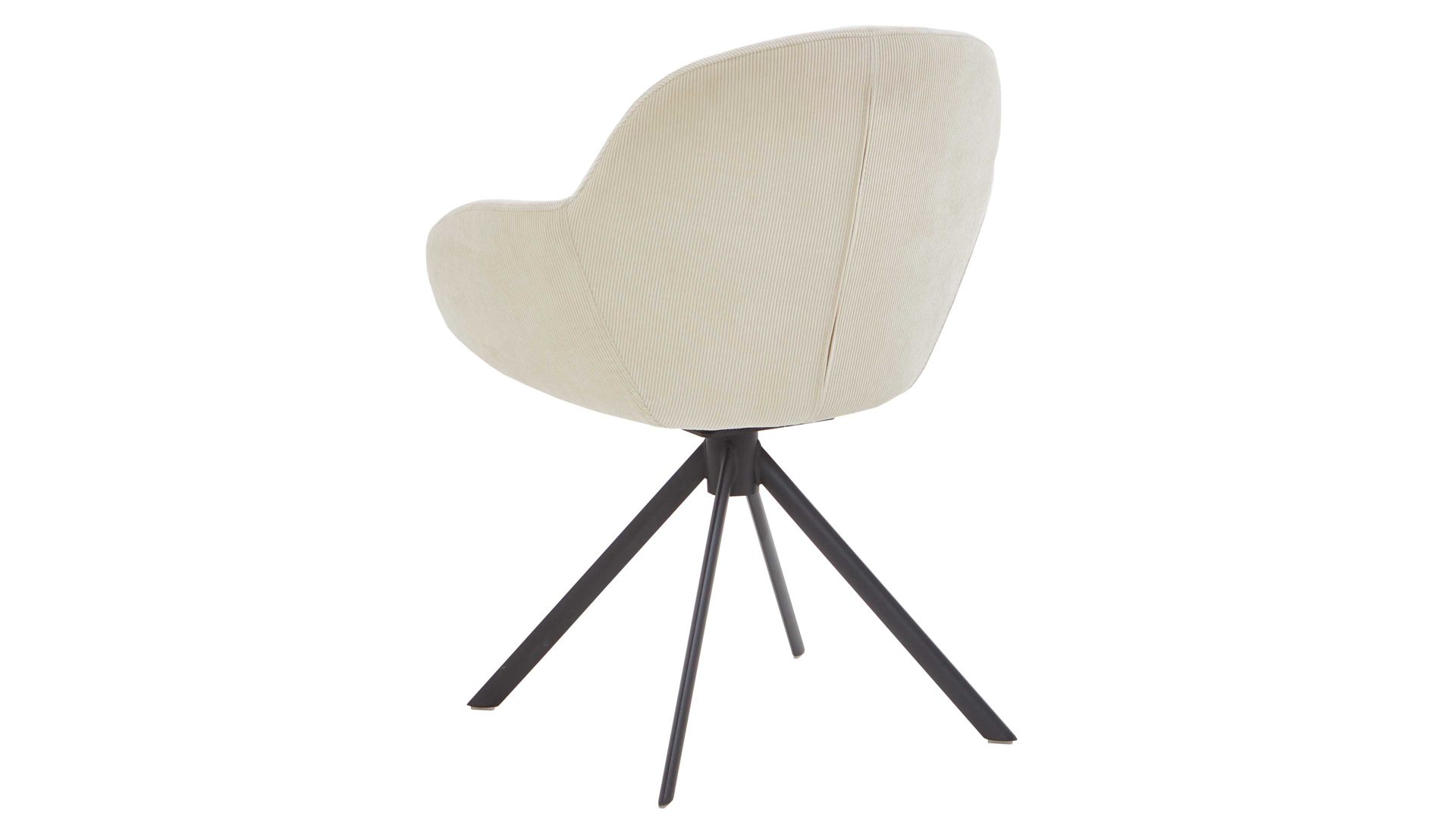 Vierfußstuhl Niehoff sitzmoebel aus Stoff in Weiß NIEHOFF SITZMÖBEL Armlehnstuhl Dacapo cremefarbener Bezug & schwarzes Eisengestell