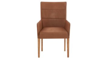 Polsterstuhl Niehoff sitzmoebel aus Mikrofaser in Orange NIEHOFF SITZMÖBEL Bornholm Polsterstuhl mit Armlehne senffarbener Bezug & Eichegestell