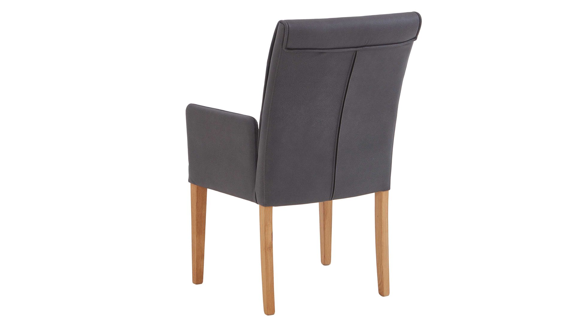 Polsterstuhl Niehoff sitzmoebel aus Mikrofaser in Anthrazit NIEHOFF SITZMÖBEL Bornholm Polsterstuhl mit Armlehne anthrazitfarbener Bezug & Eichegestell