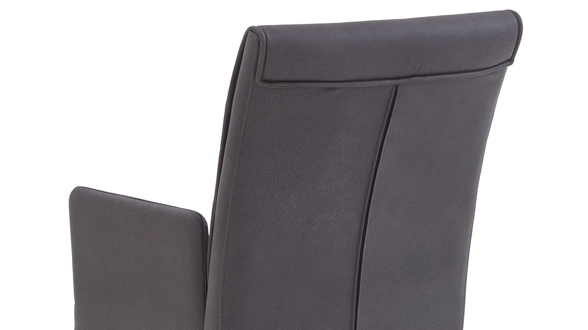 Polsterstuhl Niehoff sitzmoebel aus Mikrofaser in Anthrazit NIEHOFF SITZMÖBEL Bornholm Polsterstuhl mit Armlehne anthrazitfarbener Bezug & Eichegestell