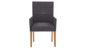 Polsterstuhl Niehoff sitzmoebel aus Mikrofaser in Anthrazit NIEHOFF SITZMÖBEL Bornholm Polsterstuhl mit Armlehne anthrazitfarbener Bezug & Eichegestell