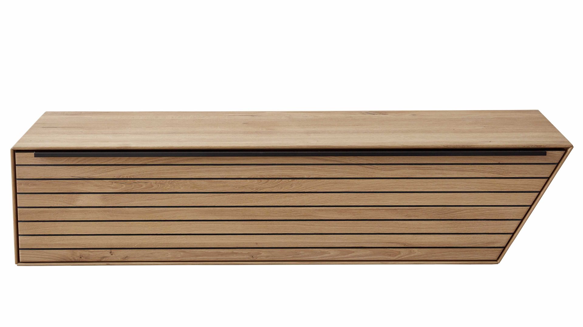 Wohnwand Decker aus Holz in Holzfarben Wohnkombination biancofarbene Asteiche – fünfteilig, Breite ca. 344 cm