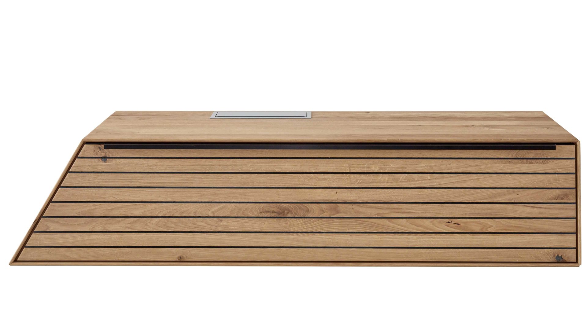 Wohnwand Decker aus Holz in Holzfarben Wohnkombination biancofarbene Asteiche – fünfteilig, Breite ca. 344 cm