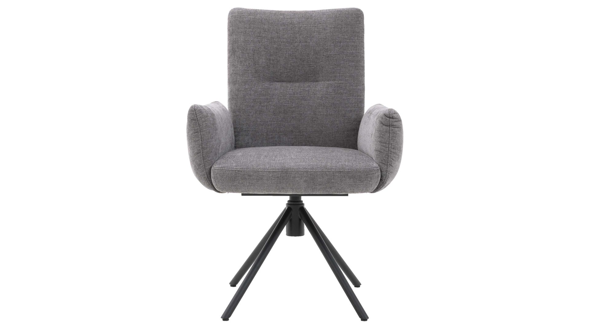 Polsterstuhl Interliving aus Stoff in Grau Interliving Esszimmer Serie 5504 - Armlehnstuhl 37 grauer Bezug Concrete DCT 99 & schwarzer Drehfuß S 349