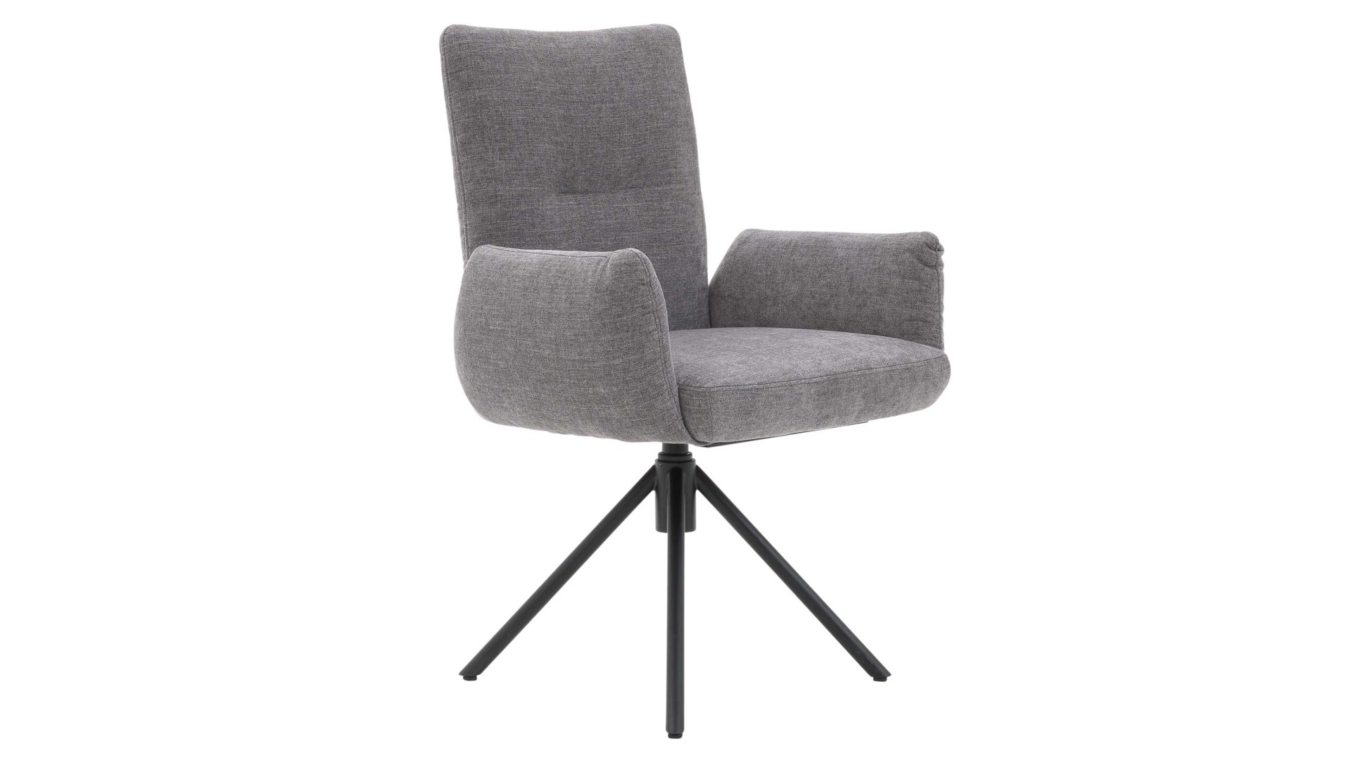 Polsterstuhl Interliving aus Stoff in Grau Interliving Esszimmer Serie 5504 - Armlehnstuhl 37 grauer Bezug Concrete DCT 99 & schwarzer Drehfuß S 349