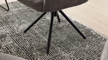 Polsterstuhl Interliving aus Stoff in Grau Interliving Esszimmer Serie 5504 - Armlehnstuhl 37 grauer Bezug Concrete DCT 99 & schwarzer Drehfuß S 349