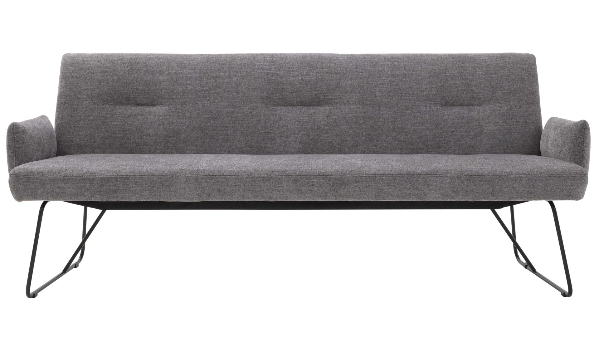 Polsterbank Interliving aus Stoff in Grau Interliving Esszimmer Serie 5504 - Polsterbank 230-180 grauer Bezug Concrete DCT 99 & schwarzes Kufengestell S 346 - Länge ca. 206 cm