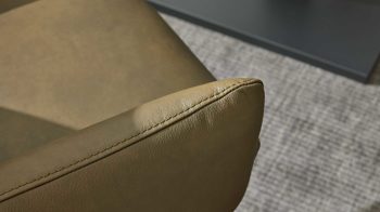 Polsterstuhl Interliving aus Leder in Grün Interliving Esszimmer Serie 5504 - Armlehnstuhl 37 grünes Leder EVI 33 & schwarzer Drehfuß S 349