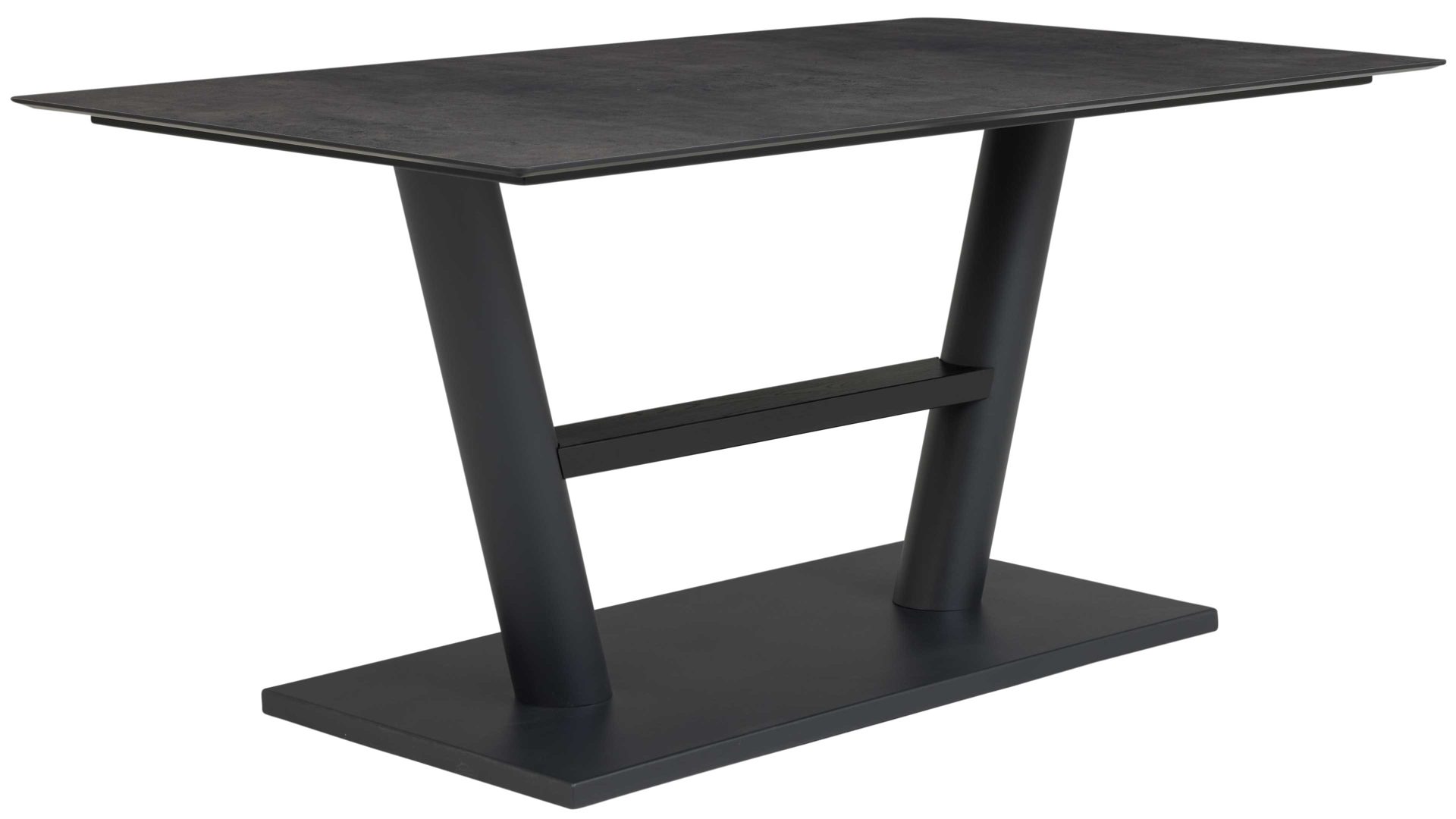 Esstisch Interliving aus Holz in Grau Interliving Esszimmer Serie 5105 – Esstisch 8553 betonfarbenes HPL & schwarzes Metall – ca. 160 x 90 cm