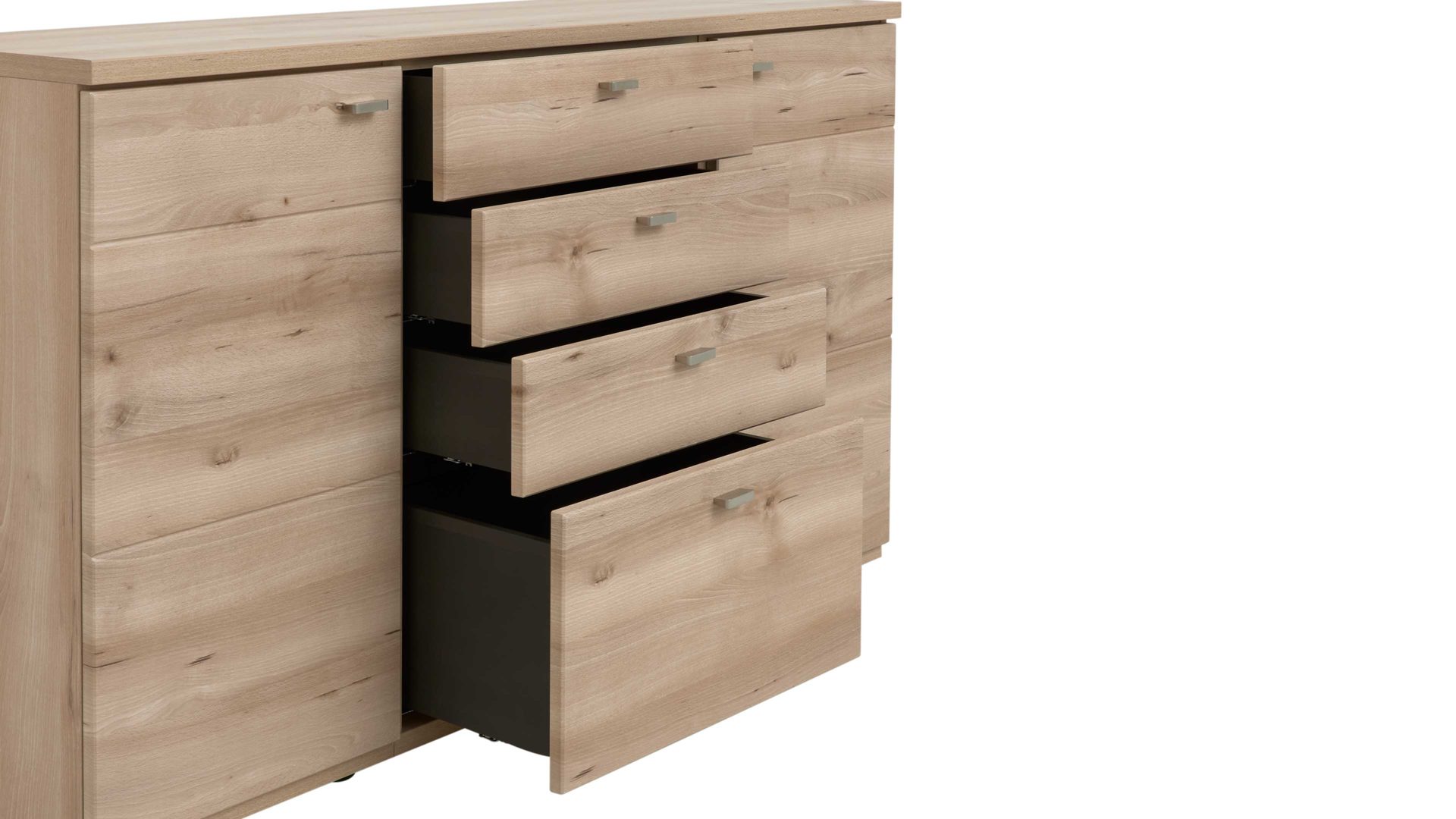 Sideboard Interliving aus Holz in Holzfarben Interliving Wohnzimmer Serie 2110 - Sideboard C15061 Naturbuche - zwei Türen, vier Schubladen, Breite ca. 150 cm