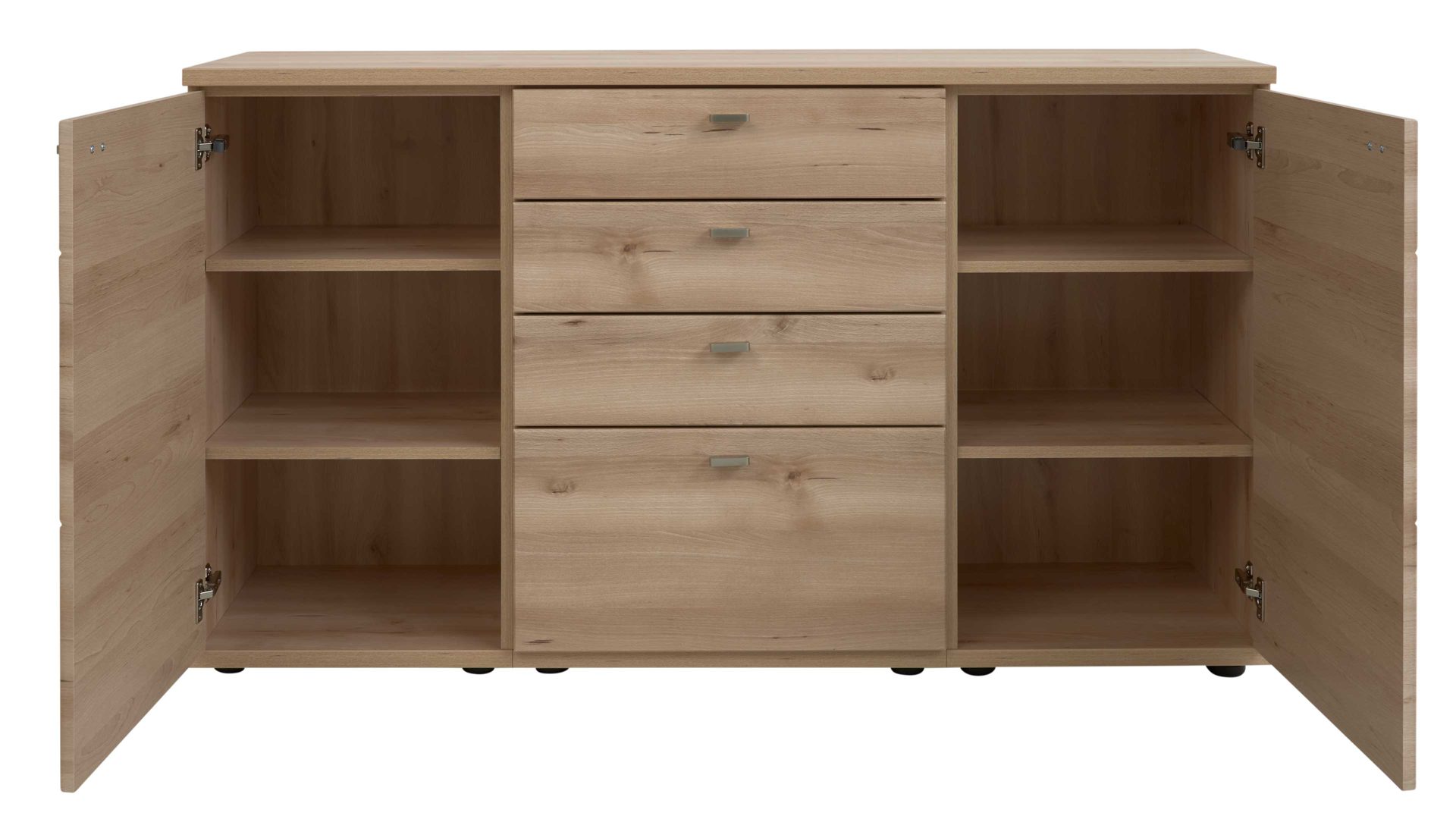 Sideboard Interliving aus Holz in Holzfarben Interliving Wohnzimmer Serie 2110 - Sideboard C15061 Naturbuche - zwei Türen, vier Schubladen, Breite ca. 150 cm