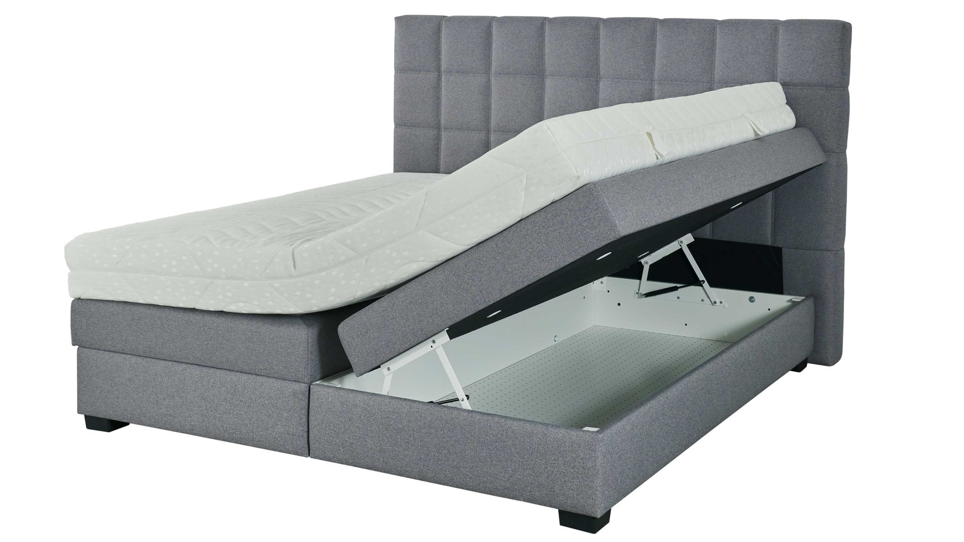 Boxspringbett comfortmaster besser sitzen, liegen, leben aus Stoff in Grau Comfortmaster OC-BX21088 - Boxspringbett mit Bettkasten silbergrauer Bezug Twister silver 281300 - Liegefläche ca. 180 x 200 cm