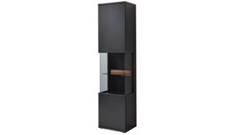 Wohnwand Mca furniture aus Holz in Schwarz Wohnmöbelserie Messina - Wohnwand Schwarzgrau & Risseiche - dreiteilig, Breite ca. 320 cm