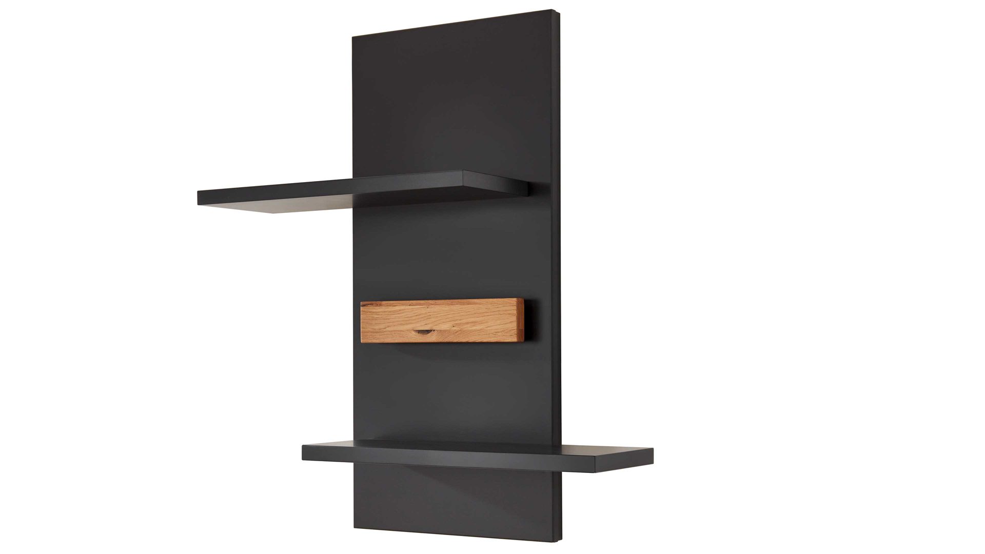 Wohnwand Mca furniture aus Holz in Schwarz Wohnmöbelserie Messina - Wohnwand Schwarzgrau & Risseiche - dreiteilig, Breite ca. 320 cm