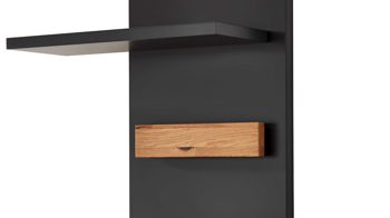Wandregal Mca furniture aus Holz in Schwarz Wohnmöbelserie Messina - Wandregal Schwarzgrau & Risseiche - Länge ca. 85 cm