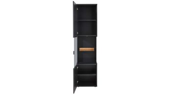 Wohnwand Mca furniture aus Holz in Schwarz Wohnmöbelserie Messina - Wohnwand Schwarzgrau & Risseiche - dreiteilig, Breite ca. 320 cm