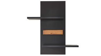 Wandregal Mca furniture aus Holz in Schwarz Wohnmöbelserie Messina - Wandregal Schwarzgrau & Risseiche - Länge ca. 85 cm