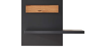 Wandregal Mca furniture aus Holz in Schwarz Wohnmöbelserie Messina - Wandregal Schwarzgrau & Risseiche - Länge ca. 85 cm