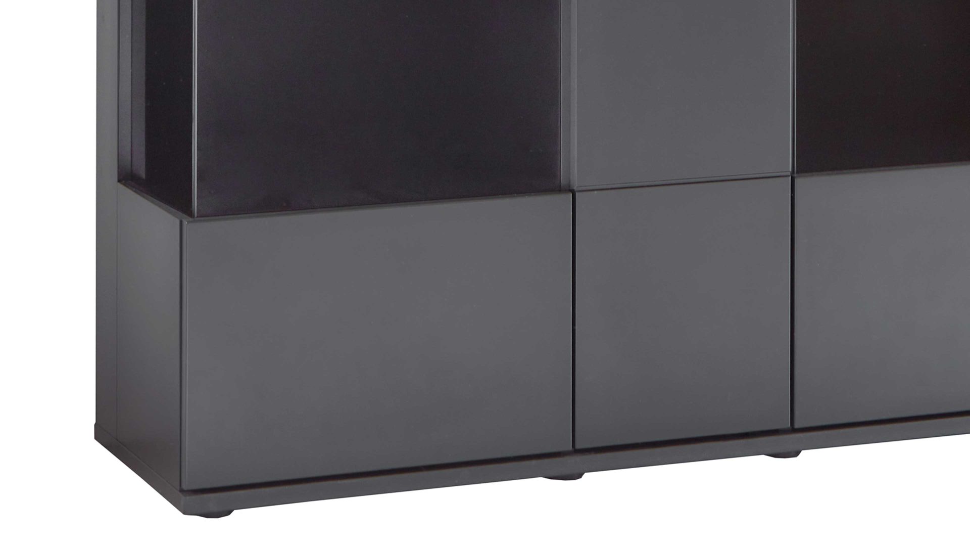 Highboard Mca furniture aus Holz in Schwarz Wohnmöbelserie Messina - Highboard Schwarzgrau & Risseiche - drei Türen, Breite ca. 130 cm