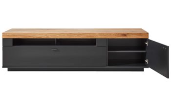 Lowboard Mca furniture aus Holz in Schwarz Wohnmöbelserie Messina - Lowboard Schwarzgrau & Risseiche - ein Auszug, eine Tür, Länge ca. 210 cm