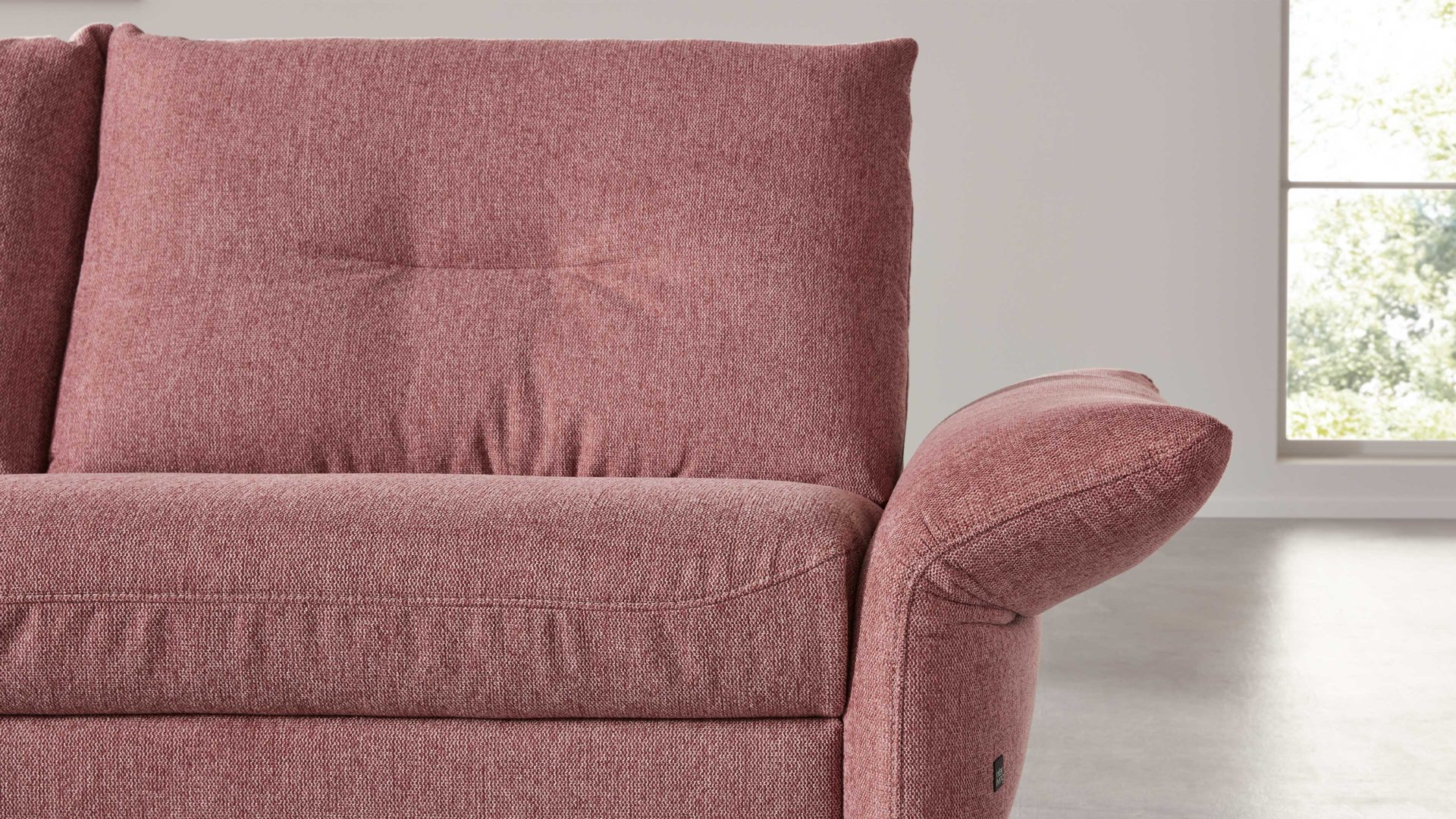 Ecksofa Interliving aus Stoff in Pink Interliving Sofa Serie 4400 - Ecksofa pastellvioletter Bezug GCP 8 - Stellfläche ca. 167 x 296 cm