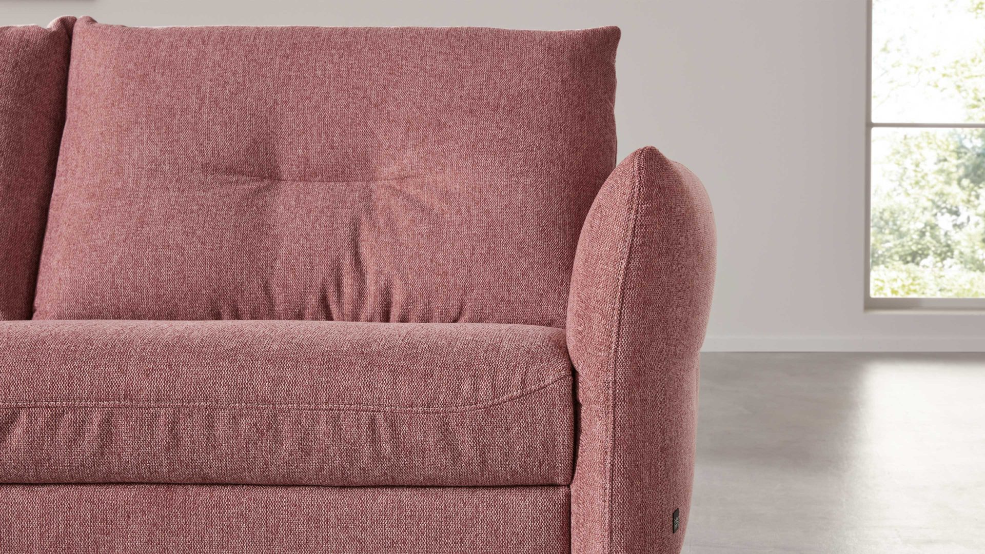 Ecksofa Interliving aus Stoff in Pink Interliving Sofa Serie 4400 - Ecksofa pastellvioletter Bezug GCP 8 - Stellfläche ca. 167 x 296 cm