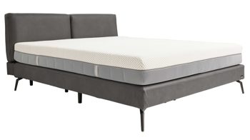 Boxspringbett Interliving aus Stoff in Dunkelgrau Interliving Bettensystem Serie 1416 - Boxspringbett graphitfarbene Mikrofaser Galero Punto 650006 & schwarze Metallfüße – Liegefläche ca. 180 x 200 cm