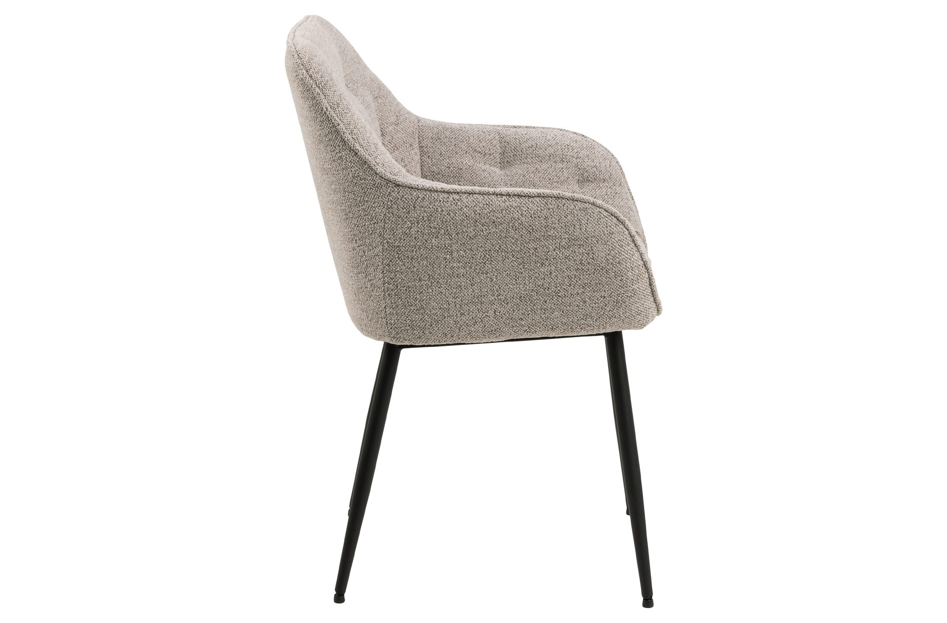 Vierfußstuhl Actona group aus Stoff in Beige Armlehnstuhl Brooke beiger Bezug Monza 60 & schwarzes Metall