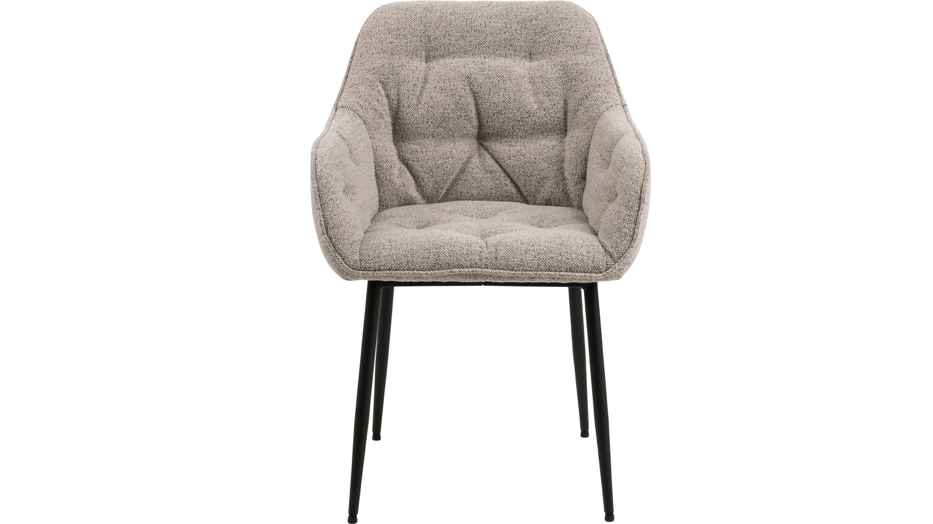 Vierfußstuhl Actona group aus Stoff in Beige Armlehnstuhl Brooke beiger Bezug Monza 60 & schwarzes Metall