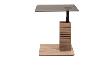 Couchtisch Vierhaus aus Glas in Grau vierhaus Couchtisch 5653-GPA-EBI graues Parsolglas & Wildeiche bianco - ca. 55 x 47 cm