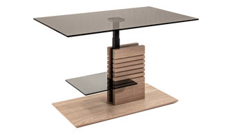 Couchtisch Vierhaus aus Glas in Grau vierhaus Couchtisch 5655-GPA-EBI graues Parsolglas & Wildeiche bianco - ca. 100 x 60 cm