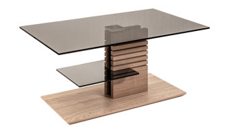 Couchtisch Vierhaus aus Glas in Grau vierhaus Couchtisch 5655-GPA-EBI graues Parsolglas & Wildeiche bianco - ca. 100 x 60 cm