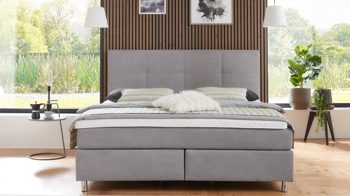 Boxspringbett comfortmaster besser sitzen, liegen, leben aus Stoff in Hellgrau Comfortmaster Boxspringbett Karat Classic 3 hellgrauer Stoffbezug Camal 106 - Liegefläche ca. 180 x 200 cm
