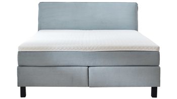 Boxspringbett comfortmaster besser sitzen, liegen, leben aus Stoff in Hellblau Comfortmaster Boxspringbett Velluto aquafarbener Cordbezug 143 - Liegefläche ca. 180 x 200 cm