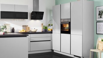 Einbauküche Express küchen aus Holz in Hellgrau EXPRESS KÜCHEN Einbauküche Win mit Elektrogeräten Hellgrau - Stellfläche ca. 315 x 251 cm