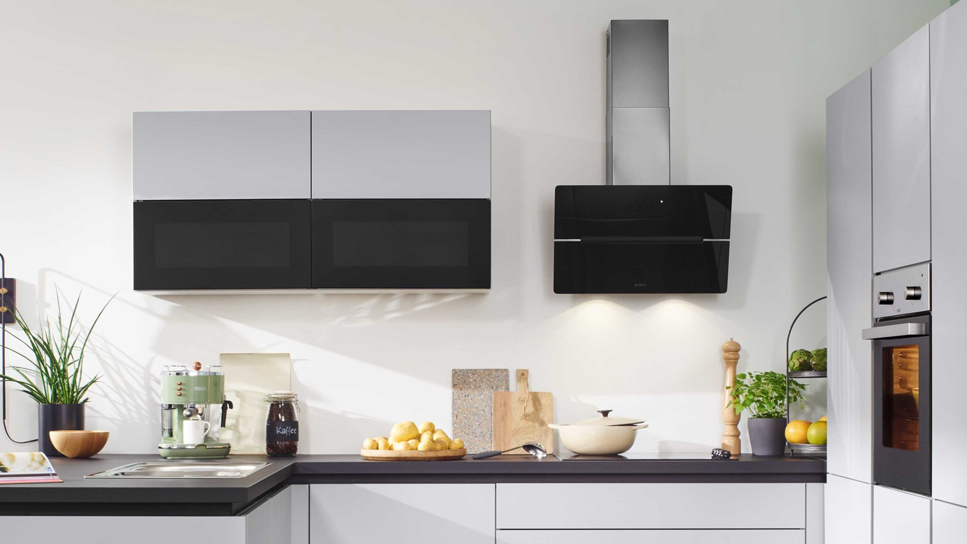 Einbauküche Express küchen aus Holz in Hellgrau EXPRESS KÜCHEN Einbauküche Win mit Elektrogeräten Hellgrau - Stellfläche ca. 315 x 251 cm